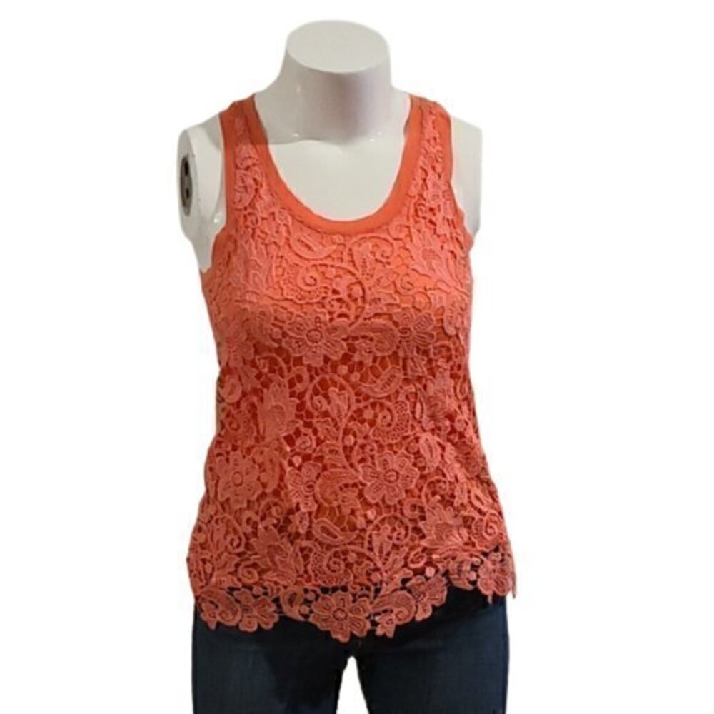 [J Crew] Orange floral Front Tank Top - Size S